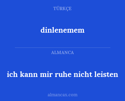 ich kann mir ruhe nicht leisten - dinlenemem