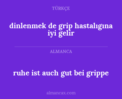 ruhe ist auch gut bei grippe - dinlenmek de grip hastalıgına iyi gelir