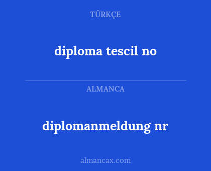 diplomanmeldung nr - diploma tescil no
