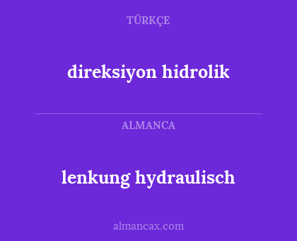 direksiyon hidrolik - lenkung hydraulisch