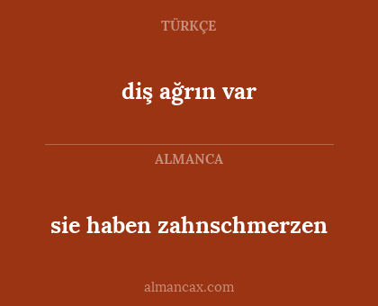 sie haben zahnschmerzen - diş ağrın var