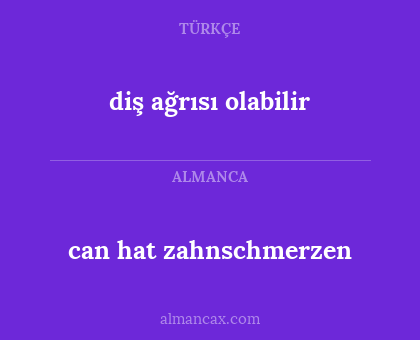 can hat zahnschmerzen - diş ağrısı olabilir