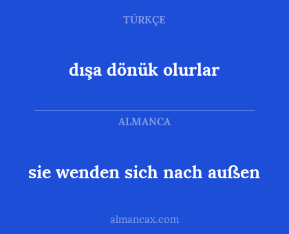dışa dönük olurlar - sie wenden sich nach außen