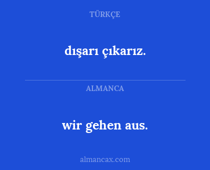 dışarı çıkarız. - wir gehen aus.