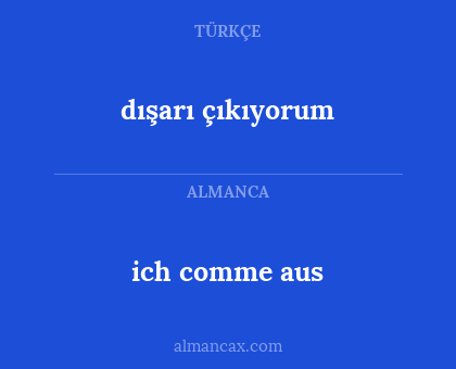 dışarı çıkıyorum - ich comme aus
