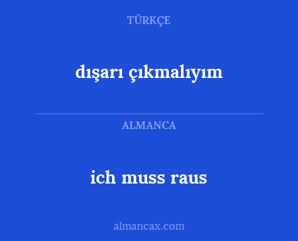 ich muss raus - dışarı çıkmalıyım
