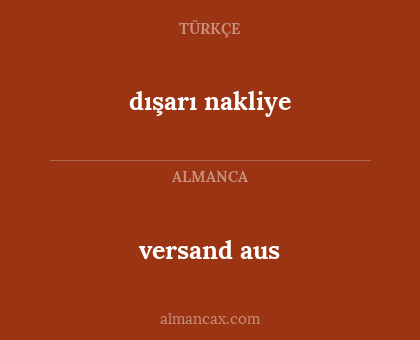 versand aus - dışarı nakliye