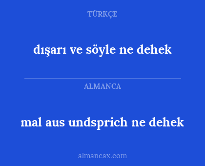 mal aus undsprich ne dehek - dışarı ve söyle ne dehek
