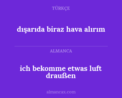 dışarıda biraz hava alırım - ich bekomme etwas luft draußen