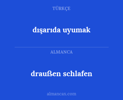 dışarıda uyumak - draußen schlafen