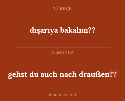 dışarıya bakalım?? - gehst du auch nach draußen??