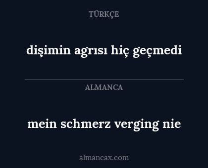 mein schmerz verging nie - dişimin agrısı hiç geçmedi