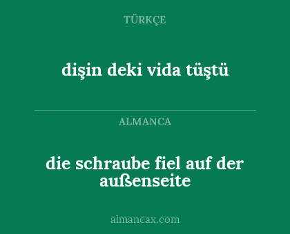 dişin deki vida tüştü - die schraube fiel auf der außenseite