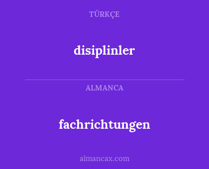 disiplinler - fachrichtungen