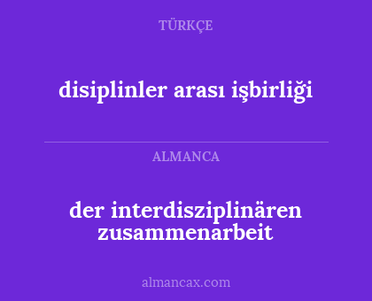 disiplinler arası işbirliği - der interdisziplinären zusammenarbeit