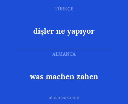 dişler ne yapıyor - was machen zahen