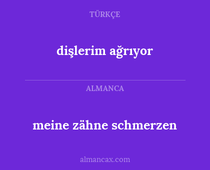 meine zähne schmerzen - dişlerim ağrıyor