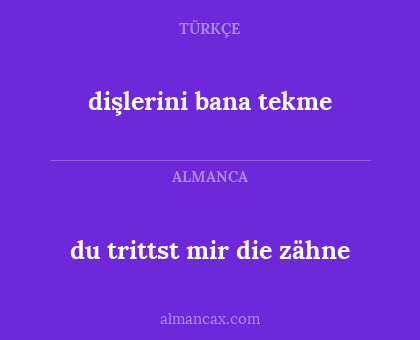 du trittst mir die zähne - dişlerini bana tekme
