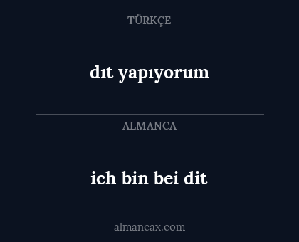 dıt yapıyorum - ich bin bei dit