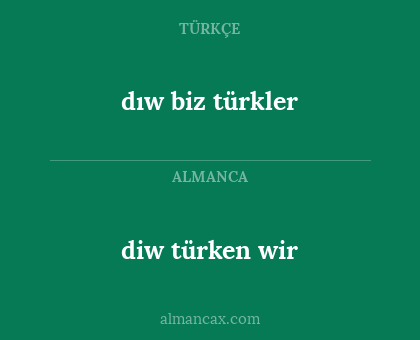 diw türken wir - dıw biz türkler