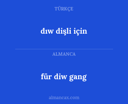 für diw gang - dıw dişli için