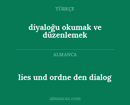 lies und ordne den dialog - diyaloğu okumak ve düzenlemek