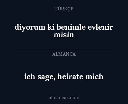 ich sage, heirate mich - diyorum ki benimle evlenir misin