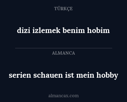 serien schauen ist mein hobby - dizi izlemek benim hobim