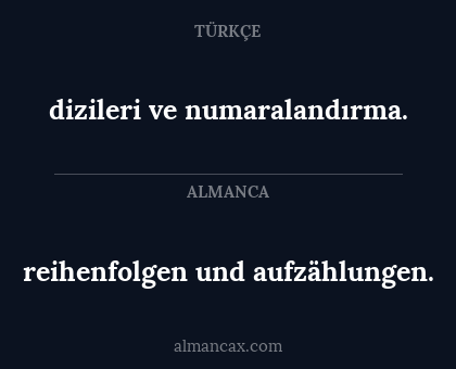 dizileri ve numaralandırma. - reihenfolgen und aufzählungen.