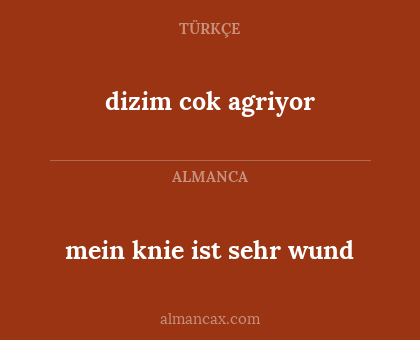 dizim cok agriyor - mein knie ist sehr wund