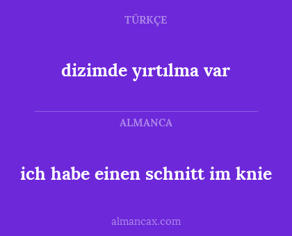 dizimde yırtılma var - ich habe einen schnitt im knie