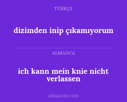 dizimden inip çıkamıyorum - ich kann mein knie nicht verlassen