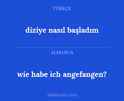 wie habe ich angefangen? - diziye nasıl başladım