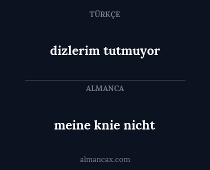 dizlerim tutmuyor - meine knie nicht