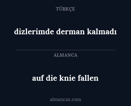 dizlerimde derman kalmadı - auf die knie fallen