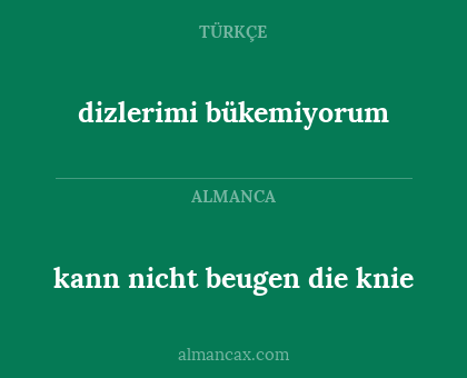 dizlerimi bükemiyorum - kann nicht beugen die knie