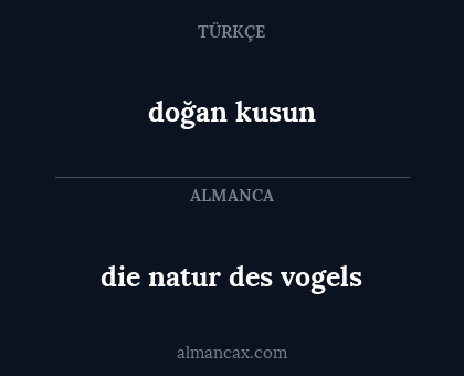 die natur des vogels - doğan kusun