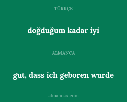 gut, dass ich geboren wurde - doğduğum kadar iyi