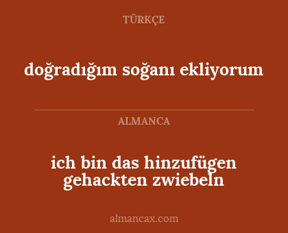 ich bin das hinzufügen gehackten zwiebeln - doğradığım soğanı ekliyorum