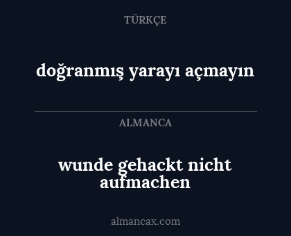 wunde gehackt nicht aufmachen - doğranmış yarayı açmayın
