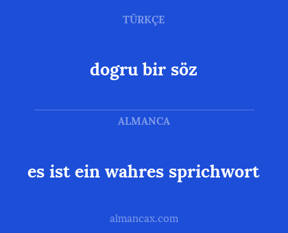 es ist ein wahres sprichwort - dogru bir söz
