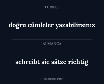 schreibt sie sätze richtig - doğru cümleler yazabilirsiniz