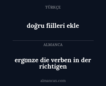ergӓnze die verben in der richtigen - doğru fiilleri ekle