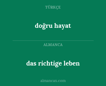 doğru hayat - das richtige leben