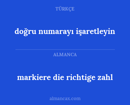 markiere die richtige zahl - doğru numarayı işaretleyin