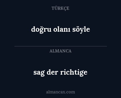 doğru olanı söyle - sag der richtige
