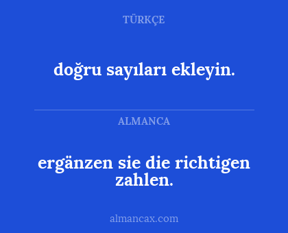 doğru sayıları ekleyin. - ergänzen sie die richtigen zahlen.