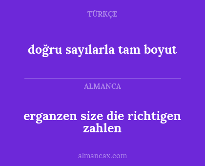 doğru sayılarla tam boyut - erganzen size die richtigen zahlen
