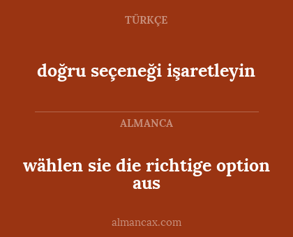 wählen sie die richtige option aus - doğru seçeneği işaretleyin