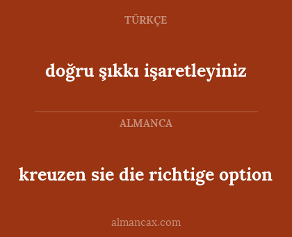 doğru şıkkı işaretleyiniz - kreuzen sie die richtige option